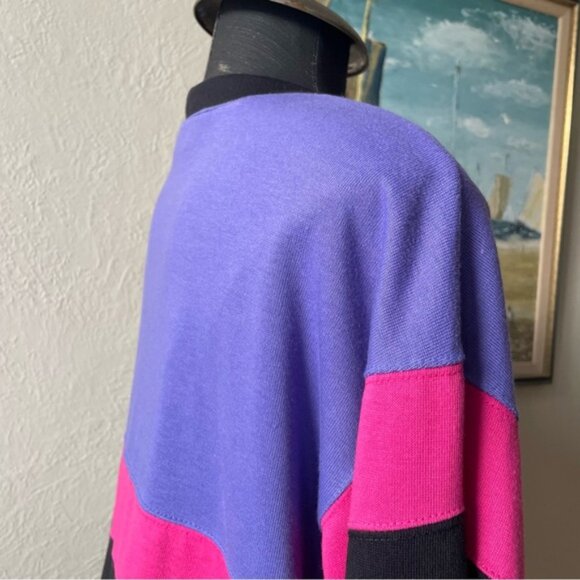 Vintage The Bay 1980s colour block poly cotton button front cardigan size small - Picture 8 of 12